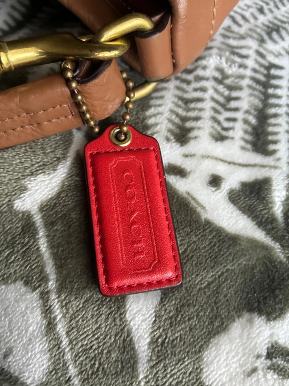 Coach Pebbled Leather Shoulder Bag in Cognac